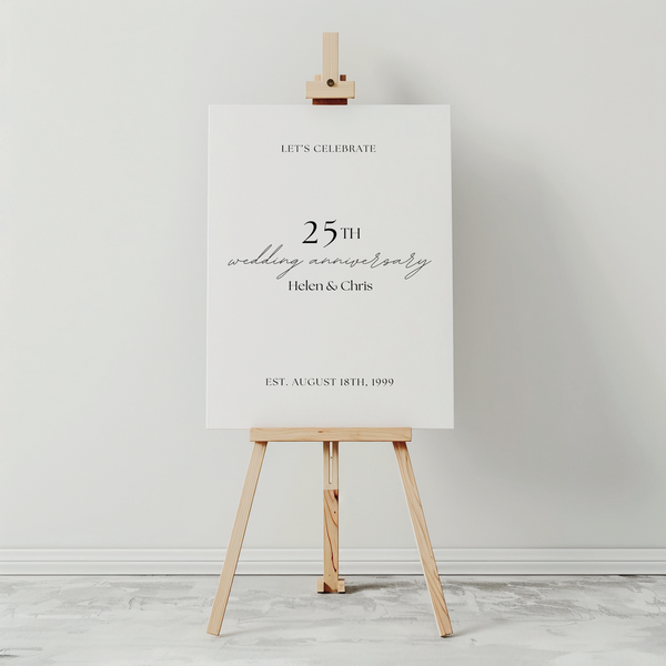 Customizable Anniversary Welcome Board – A personalized anniversary sign with editable text, showcasing a modern and stylish layout.