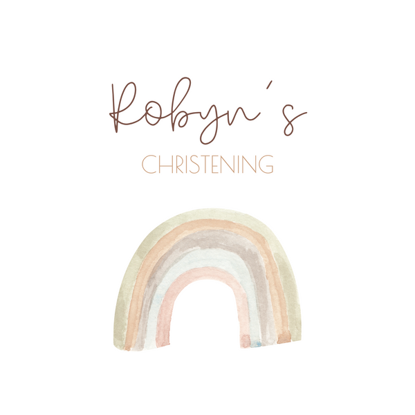 Personalised Christening Welcome Sign – A beautifully designed welcome sign featuring the baby’s name and event details, displayed on an easel at a christening venue.