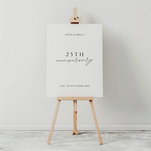 Customizable Anniversary Welcome Board – A personalized anniversary sign with editable text, showcasing a modern and stylish layout.