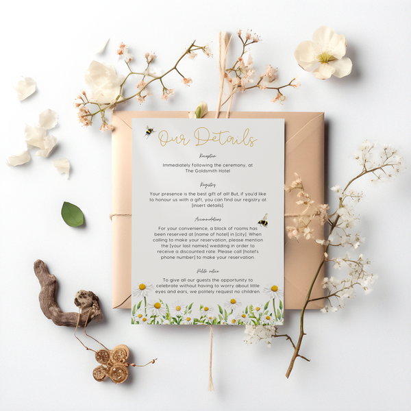 Daisy wedding invites customised - personalised wedding invitations daisy themed
