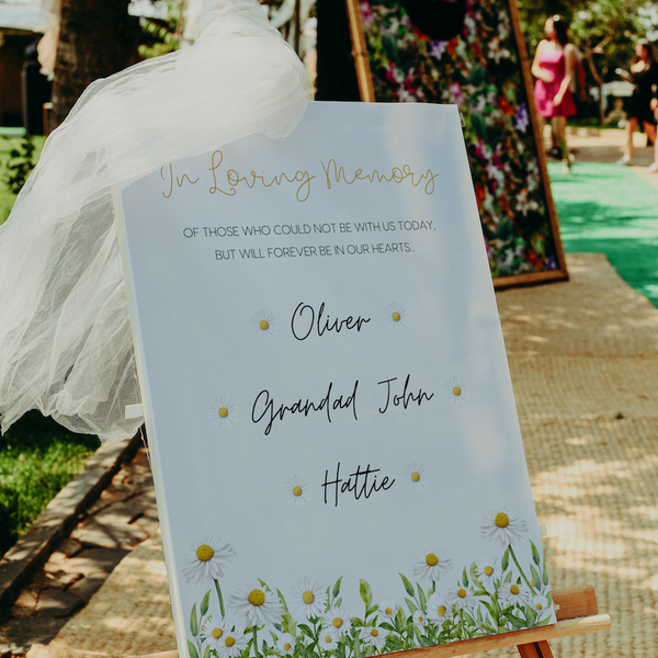 in loving memory sign for wedding - daisy themed memory table sign - daisy wedding signage