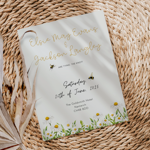 daisy custom save the date wedding invites - personalised wedding save the dates