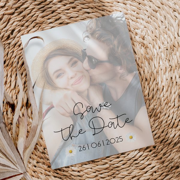 daisy custom save the date wedding invites - personalised wedding save the dates