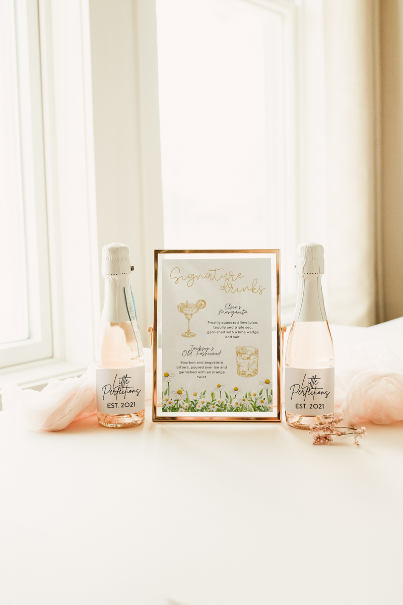 Daisy Floral signature drinks sign for wedding - personalised signature cocktails wedding sign