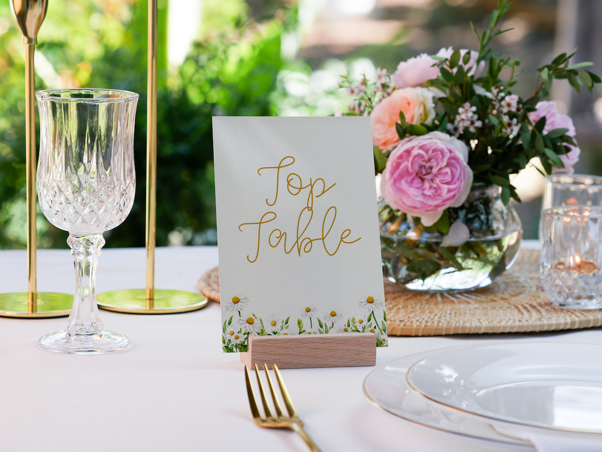 daisy floral table numbers - customised wedding table numbers in daisy design