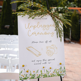 Daisy floral unplugged ceremony sign for wedding - customised wedding unplugged ceremony sign