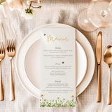 daisy floral wedding menu personalised - custom wedding menu printed