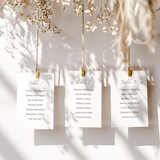 Custom Wedding Seating Plan Cards A5 or A6 – Elegant A5 or A6 wedding seating plan cards printed on 350gsm cardstock, featuring table numbers and guest names.