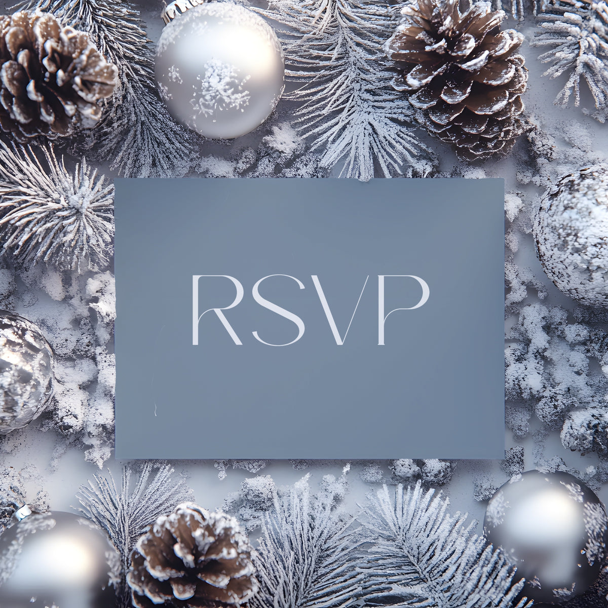Dusty Blue QR Code RSVP for wedding - winter wedding RSVP cards - custom RSVP cards