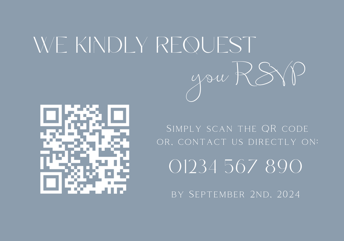 Dusty Blue QR Code RSVP for wedding - winter wedding RSVP cards - custom RSVP cards