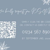 snowflakes dusty blue QR Code RSVP for wedding - winter wedding RSVP cards - custom RSVP cards