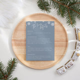 dusty blue snowflakes wedding invites - custom wedding invites uk - personalised wedding invitations for winter wedding