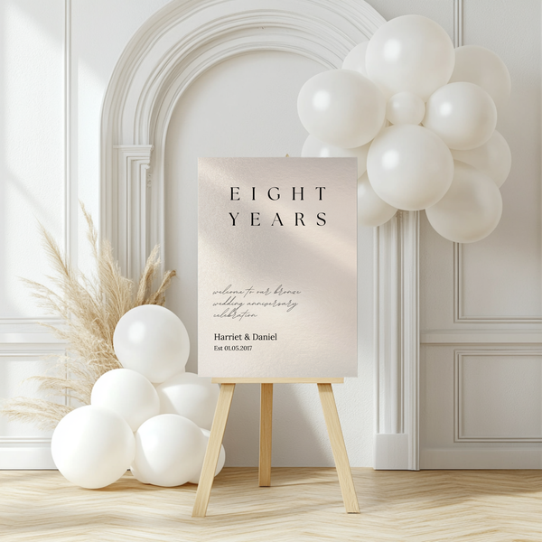 eight Years bronze Anniversary Sign - Customizable Anniversary Welcome Board – A personalized anniversary sign with editable text, showcasing a modern and stylish layout.