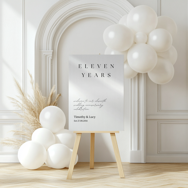 eleven Years steel Anniversary Sign - Customizable Anniversary Welcome Board – A personalized anniversary sign with editable text, showcasing a modern and stylish layout.