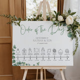 eucalyptus design order of the day sign - personalised wedding board order of events, in a sophisticated green eucalyptus design.