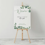 eucalyptus pick a seat not a side wedding ceremony sign - a personalised