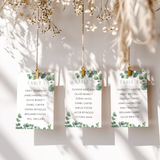 Custom Wedding Seating Plan Cards A5 or A6 – Elegant A5 or A6 wedding seating plan cards printed on 350gsm cardstock, featuring table numbers and guest names.