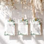 Custom Wedding Seating Plan Cards A5 or A6 – Elegant A5 or A6 wedding seating plan cards printed on 350gsm cardstock, featuring table numbers and guest names.