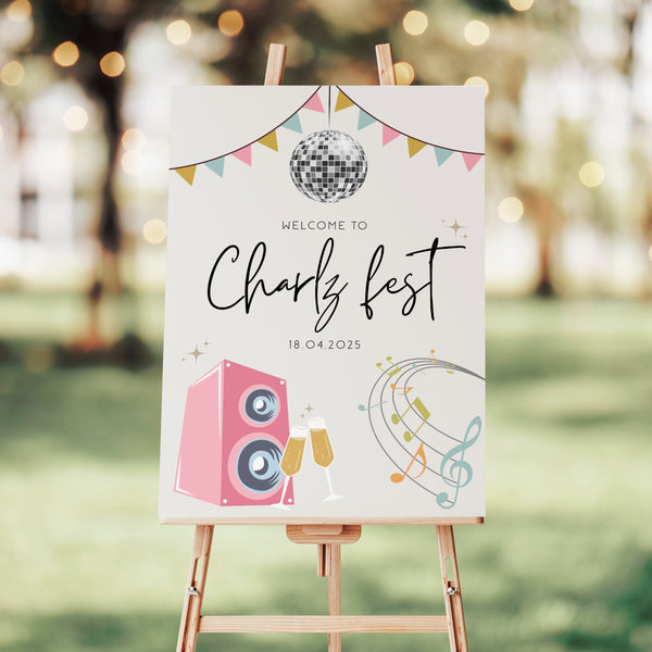 Festival Theme Hen Party Welcome Sign+B886