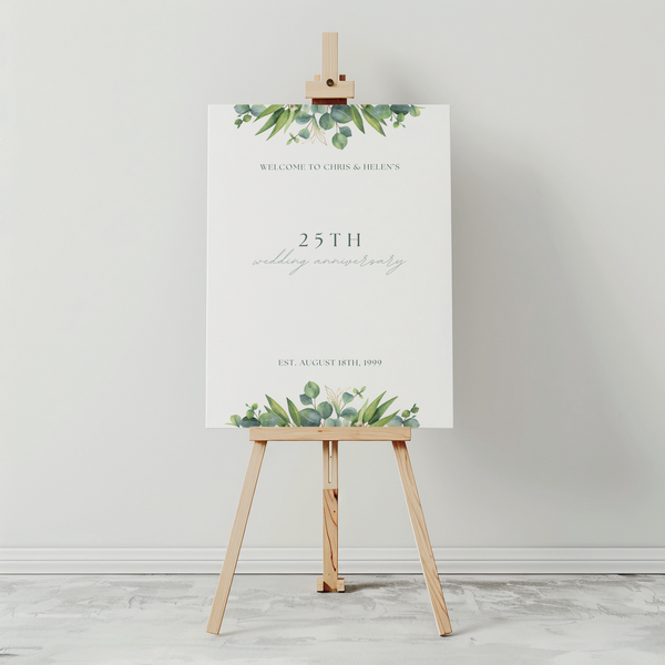Customizable Anniversary Welcome Board – A personalized anniversary sign with editable text, showcasing a modern and stylish layout.