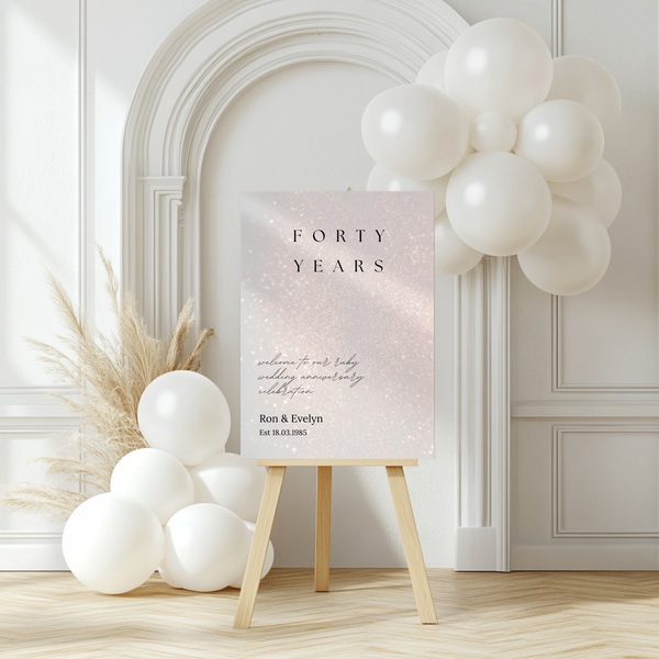 Forty Years Ruby Anniversary Sign - Customizable Anniversary Welcome Board – A personalized anniversary sign with editable text, showcasing a modern and stylish layout.