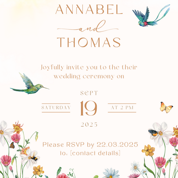 Wild Flowers Wedding Invitations
