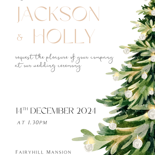 festive custom wedding invites  custom winter wedding invitations - personalised invites uk