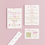 garden party wedding stationery essentials bundle - wedding stationery bundle customised - wedding invites bundle with rsvp - personalised wedding invites rsvp bundle