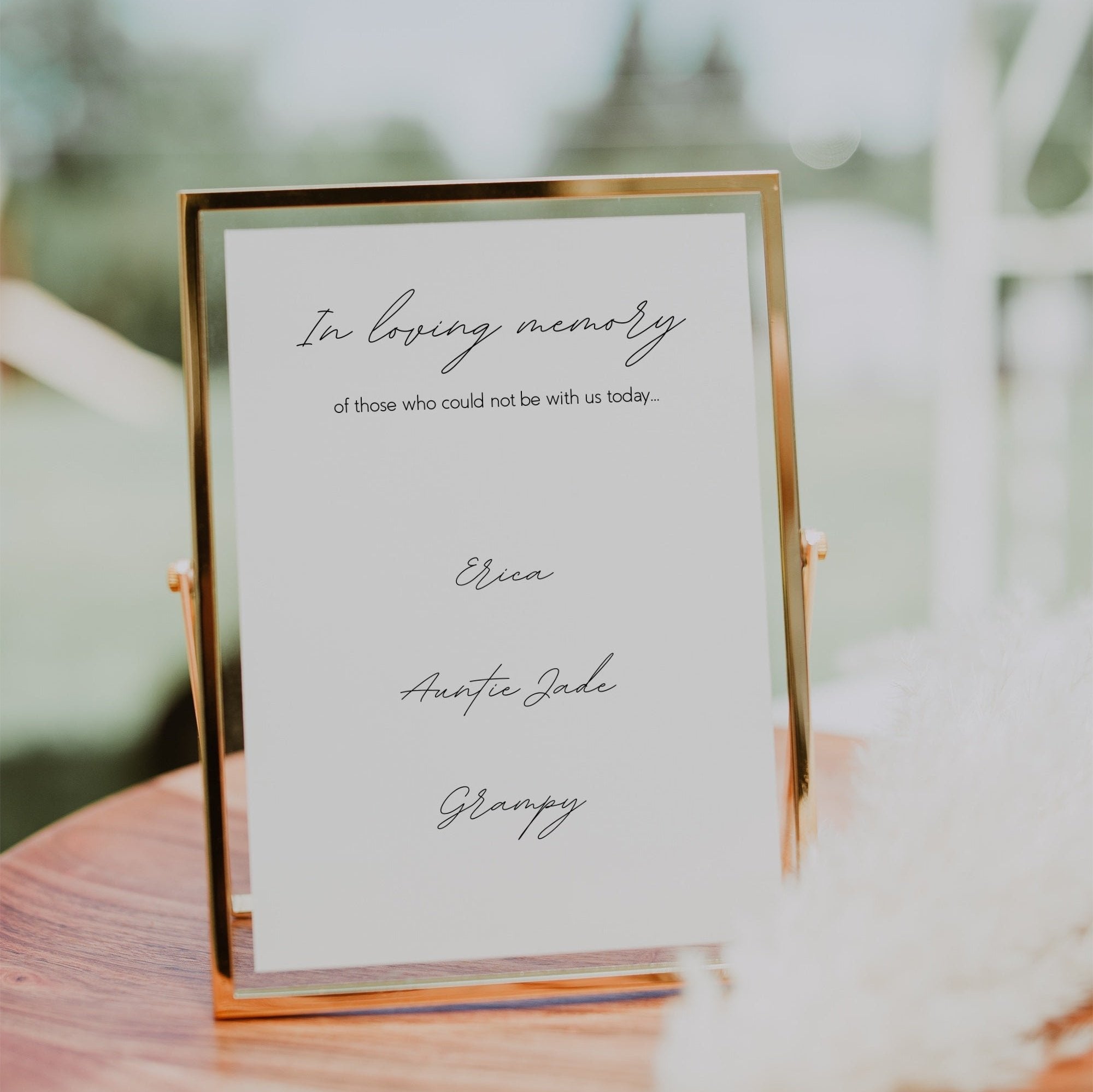 Dreamy In Loving Memory Table Sign for Wedding - pretty weddingmemory table sign