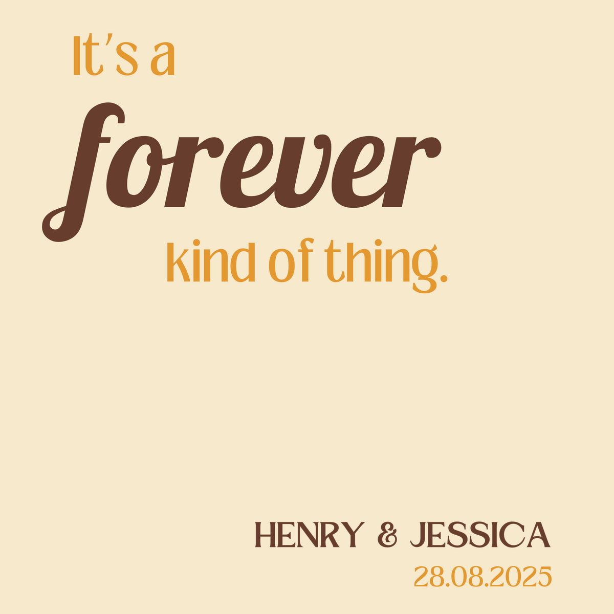 cream retro forever kind of thing wedding welcome sign - affordable wedding signage