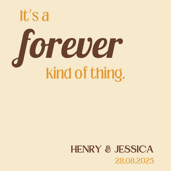 cream retro forever kind of thing wedding welcome sign - affordable wedding signage