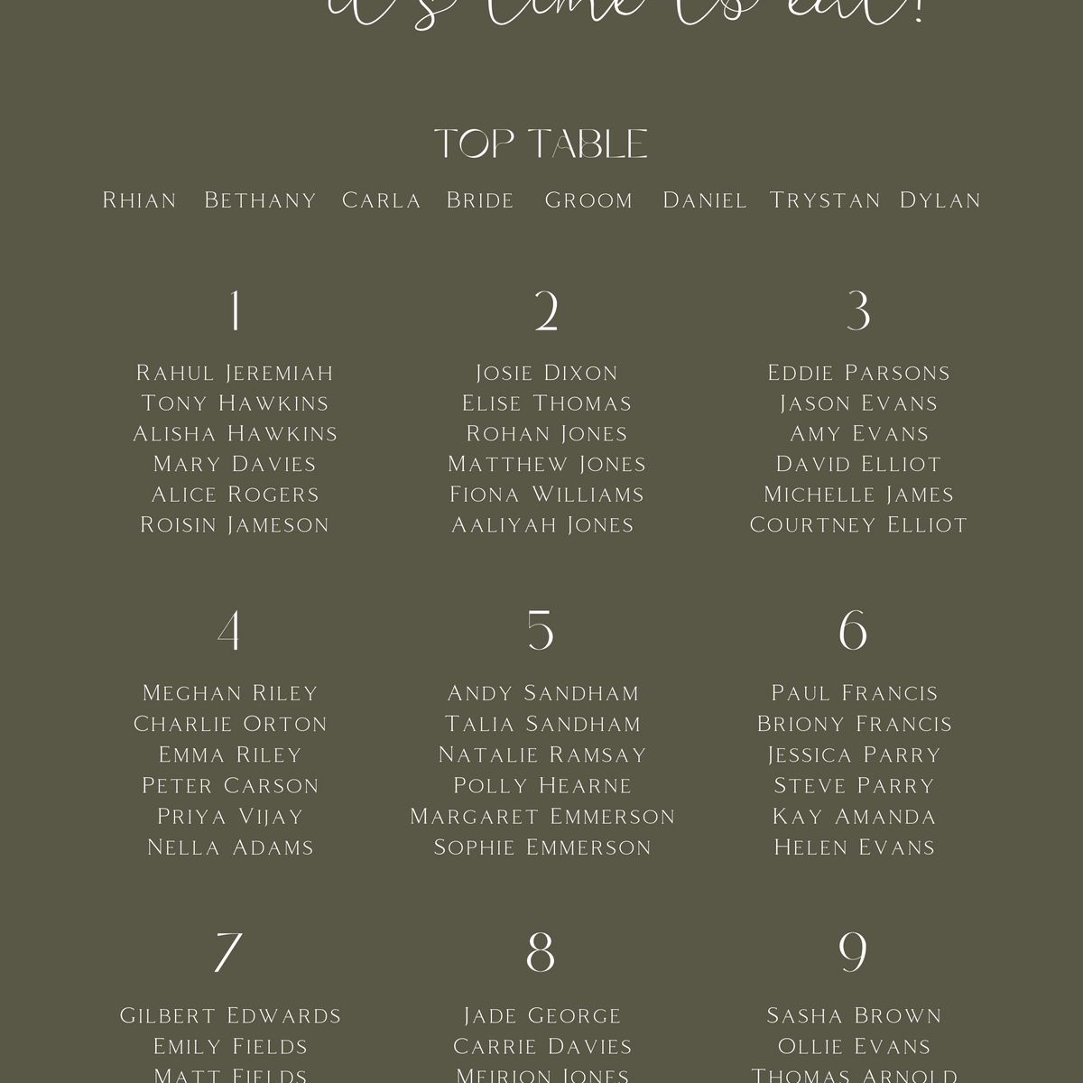 Custom Wedding Seating plan sign in khaki colour | winter wedding take a seat sign | personalised wedding signage