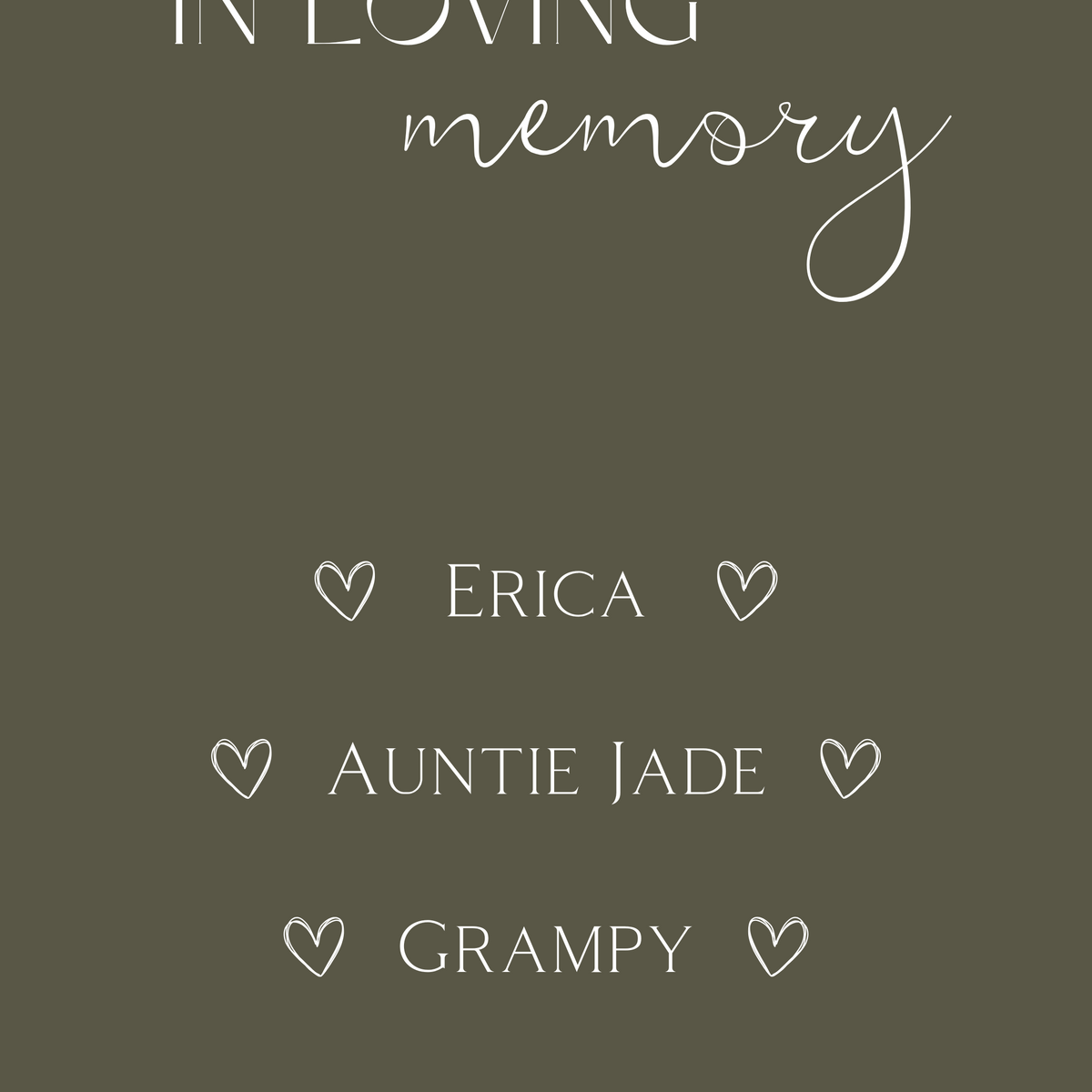 winter white in loving memory table sign for wedding | winter wedding sign