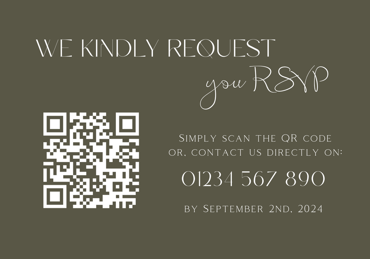 Khaki QR Code RSVP for wedding - winter wedding RSVP cards - custom RSVP cards