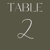 khaki table numbers - winter collection custom table numbers - wedding table numbers