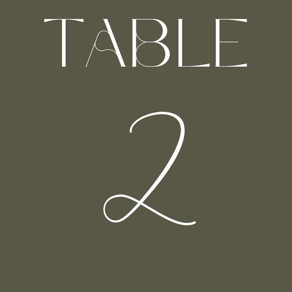 khaki table numbers - winter collection custom table numbers - wedding table numbers