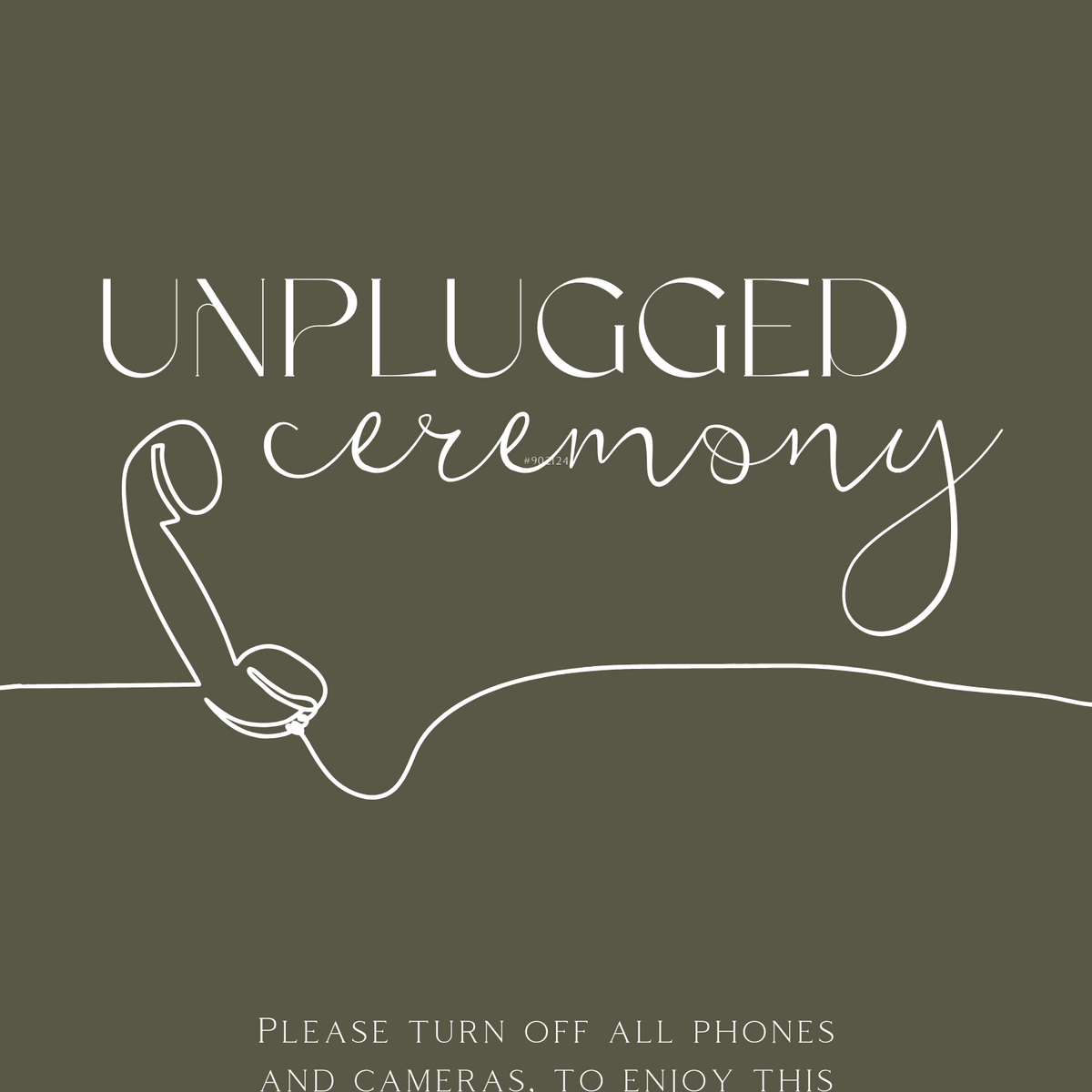 winter green unplugged ceremony wedding sign - unplugged wedding ceremony sign - custom winter wedding signage