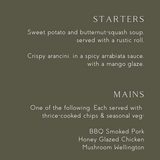 khaki wedding menu - custom wedding menu for winter wedding - personalised wedding menu UK