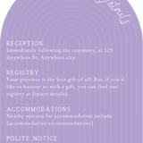 luxury arch shaped wedding invitations in lilac - fully personalised elegant wedding invitations premium