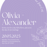 luxury arch shaped wedding invitations in lilac - fully personalised elegant wedding invitations premium