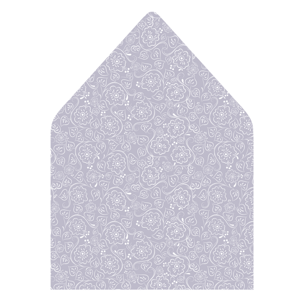 A flat lay of elegant wedding invitation envelopes, partially open to reveal beautifully designed envelope liners in various styles, including floral, modern, and classic patterns. The envelope inserts add a touch of luxury and sophistication to the stationery set.