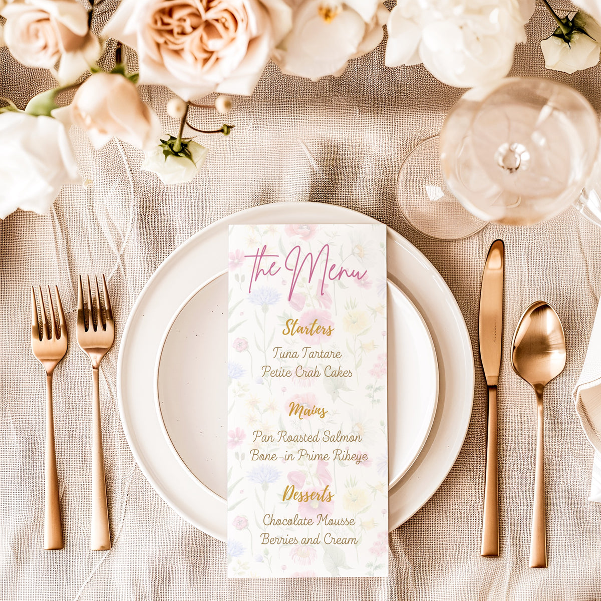 garden party wedding menu - affordable personalised wedding menus