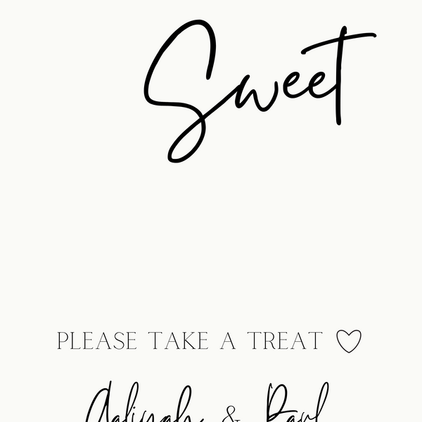 minimalist wedding sweet table sign - personalised love is sweet sign