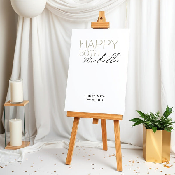 Birthday Welcome Sign - Minimalist White