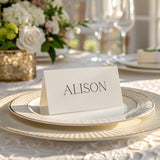 Luxury Handwritten Place Cards for Wedding - Standing Place Cards - white minimalist name cards for wedding tables