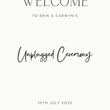 Minimalist wedding unplugged ceremony sign - featuring a simple design, with minimal elegant text and personalisation