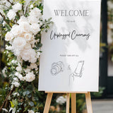 Minimalist wedding unplugged ceremony sign - featuring a simple design, with minimal elegant text and personalisation