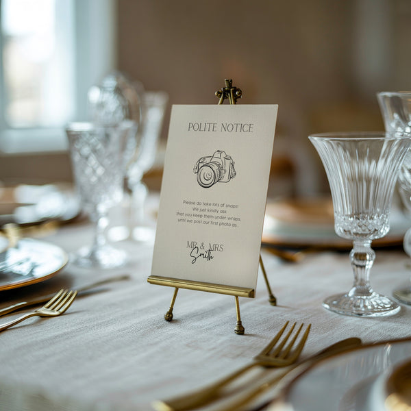 Minimalist polite notice wedding sign - Polite notice card for wedding display - luxury wedding signage