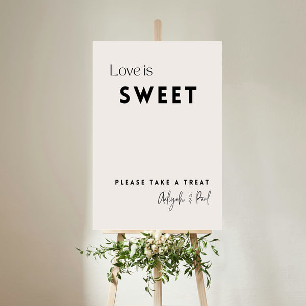 modern wedding sweet table sign - personalised love is sweet sign
