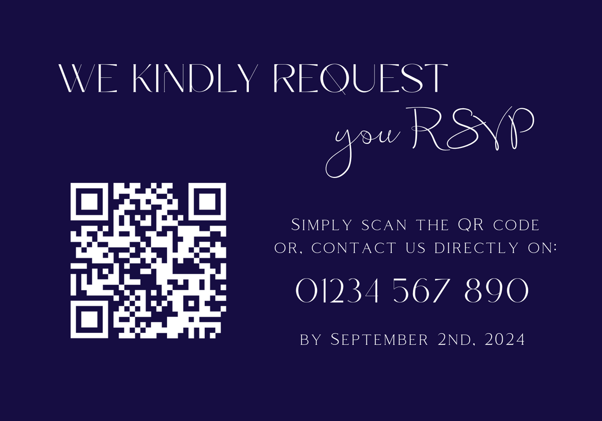 Navy Blue QR Code RSVP for wedding - winter wedding RSVP cards - custom RSVP cards